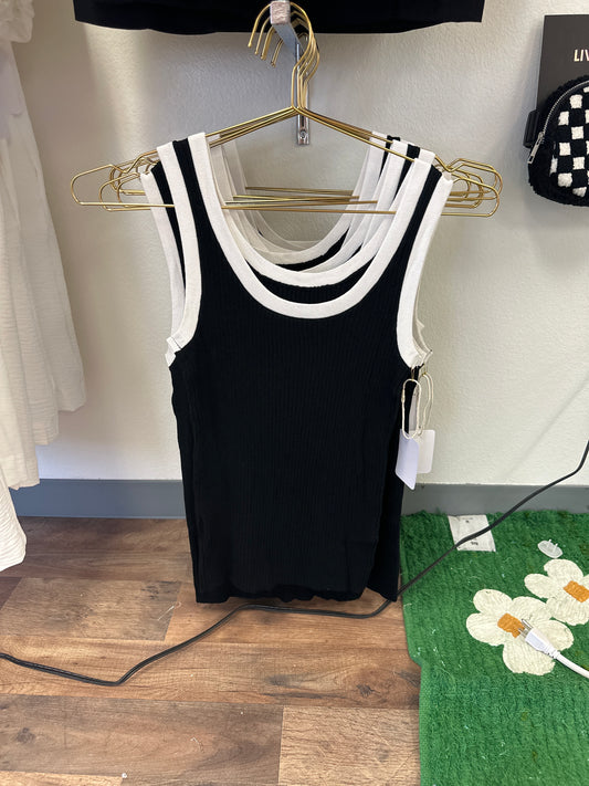 Black Color block Tank