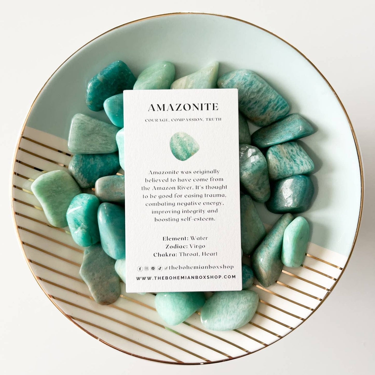 Pocket Amazonite Tumbled Crystal with Information Card