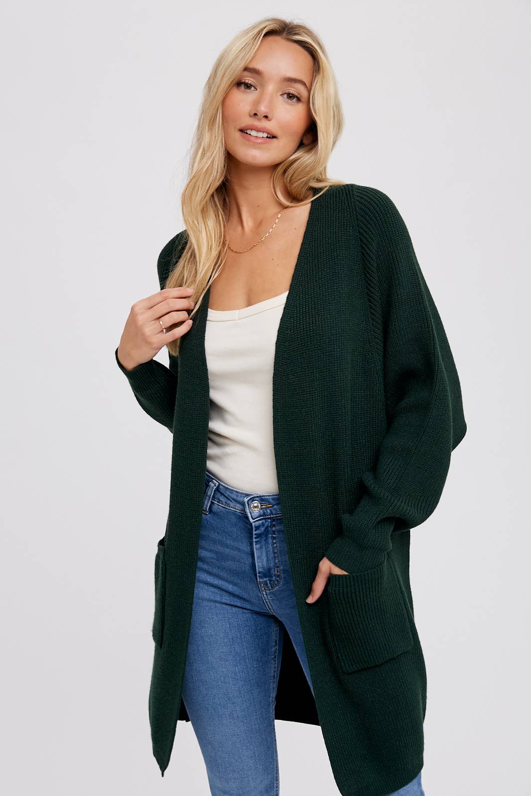 OPEN FRONT BATWING SLEEVE CARDIGAN