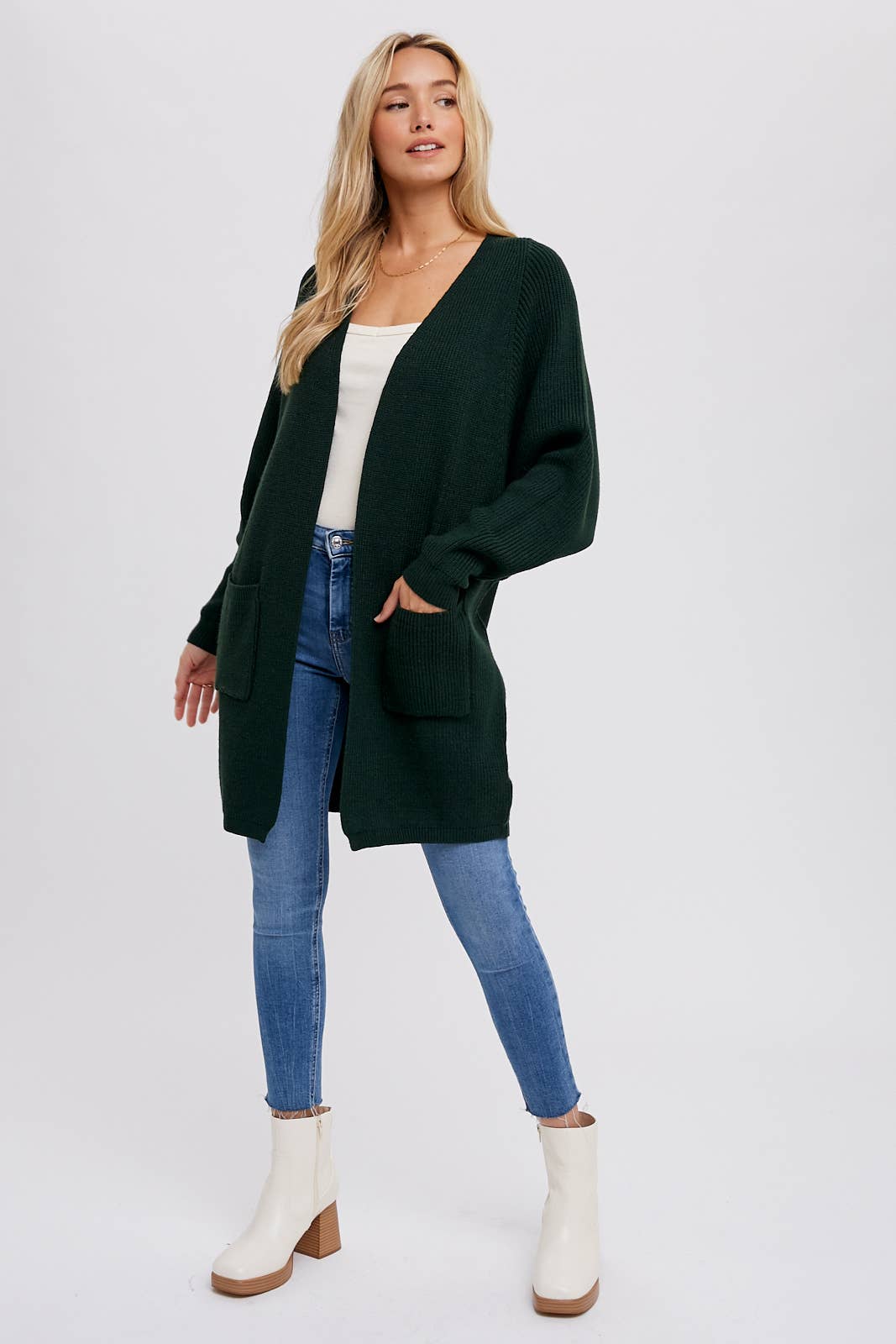 OPEN FRONT BATWING SLEEVE CARDIGAN