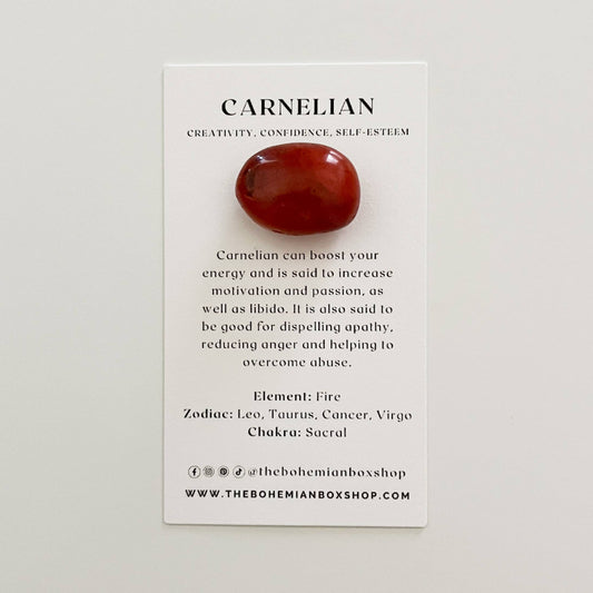 Pocket Carnelian Tumbled Crystal with Information Card