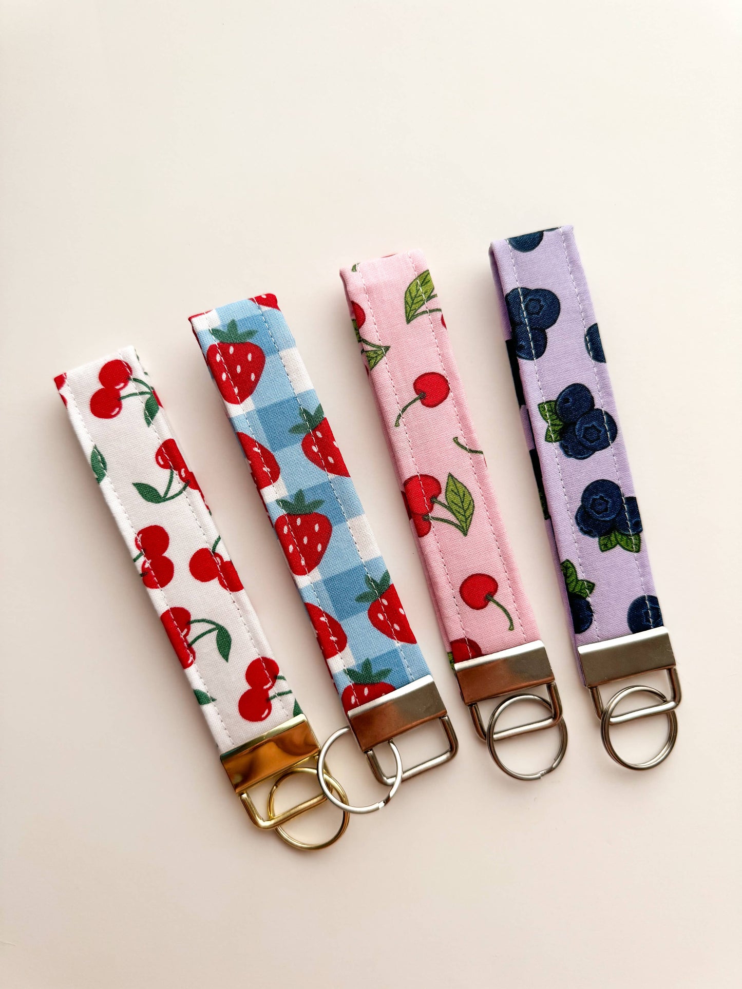 Pink Cherries Keychain Wristlet