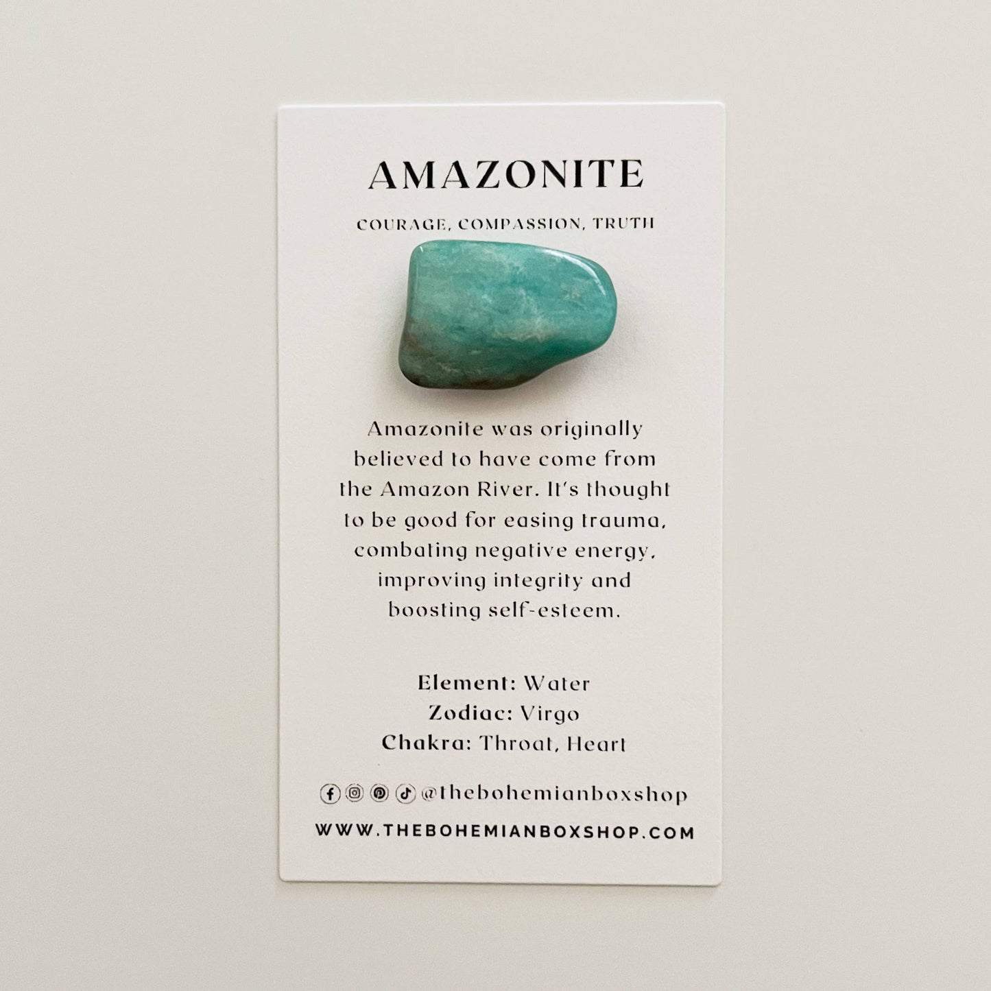 Pocket Amazonite Tumbled Crystal with Information Card