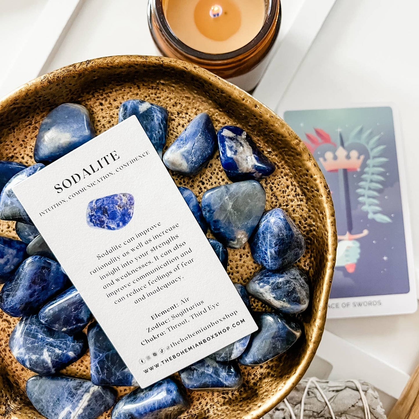 Pocket Sodalite Tumbled Crystal with Information Card