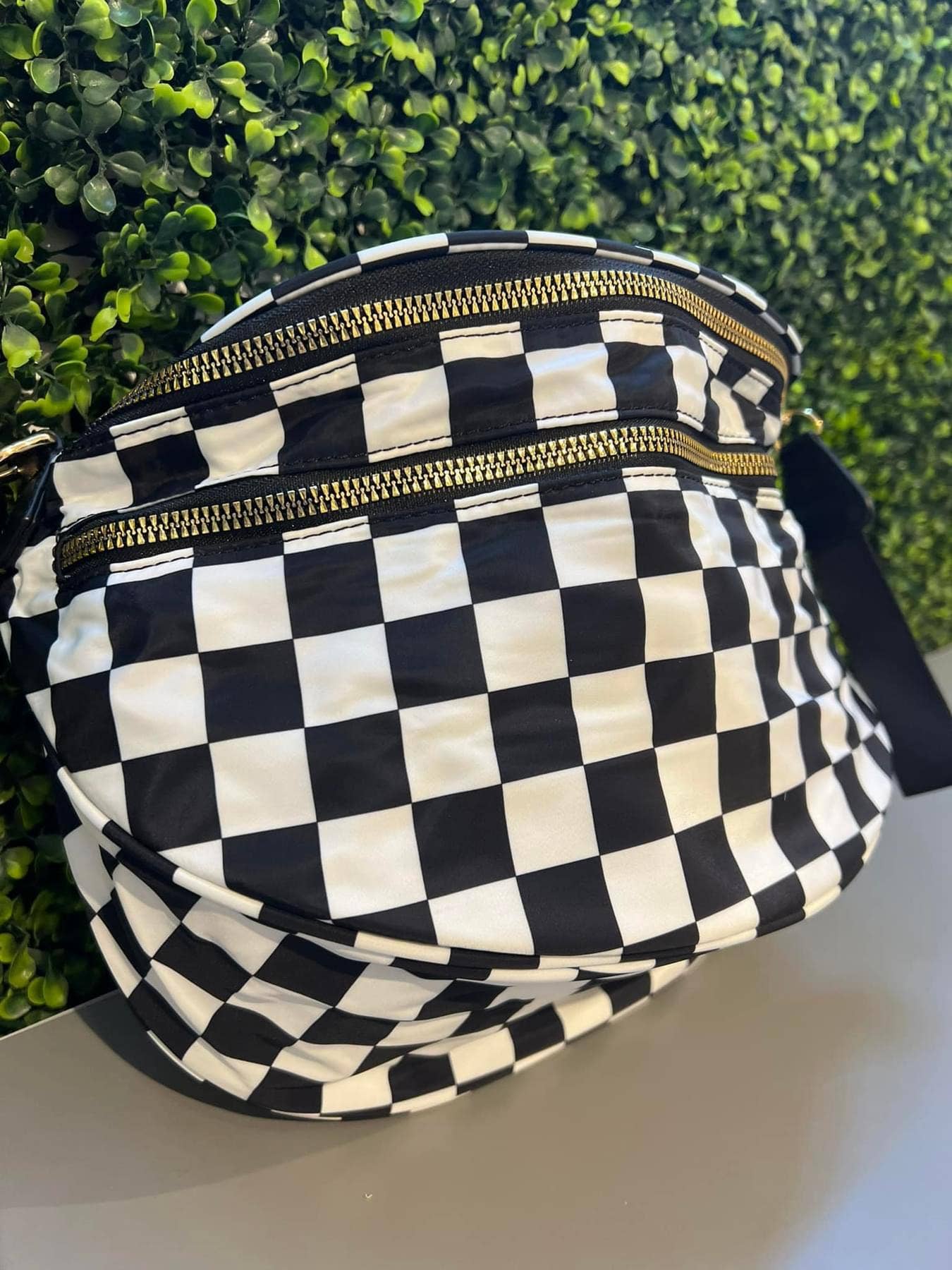 Checkered Nylon Bum Bag