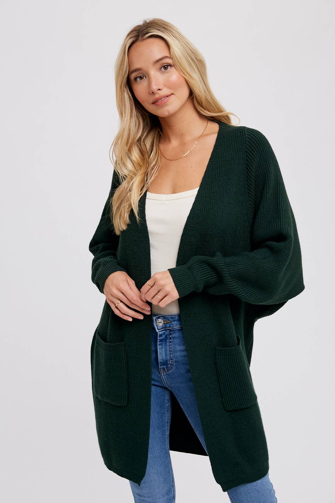 OPEN FRONT BATWING SLEEVE CARDIGAN