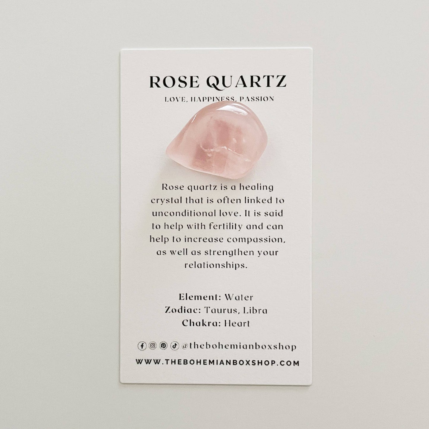 Pocket Rose Quartz Tumbled Crystal with Information Card