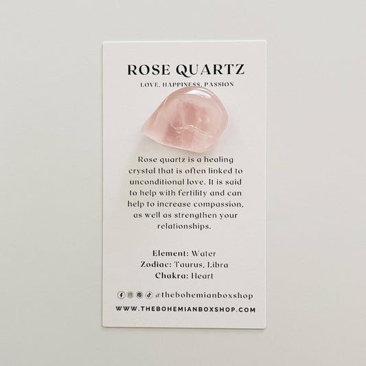 Pocket Rose Quartz Tumbled Crystal with Information Card