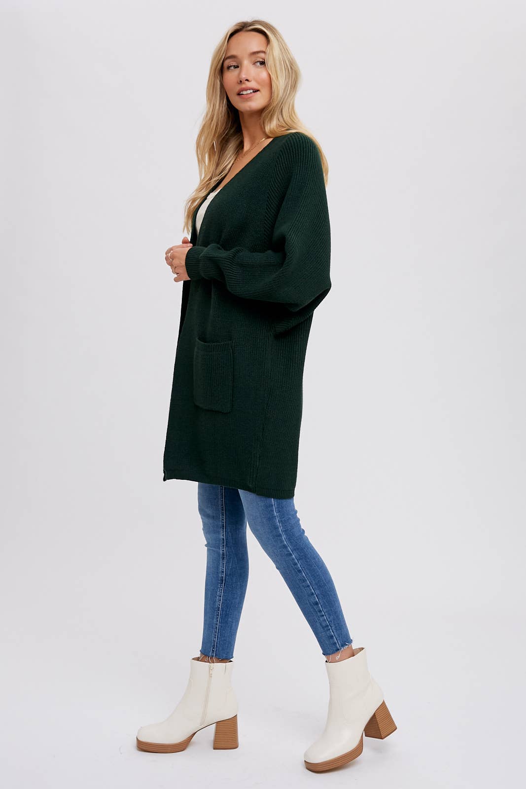 OPEN FRONT BATWING SLEEVE CARDIGAN