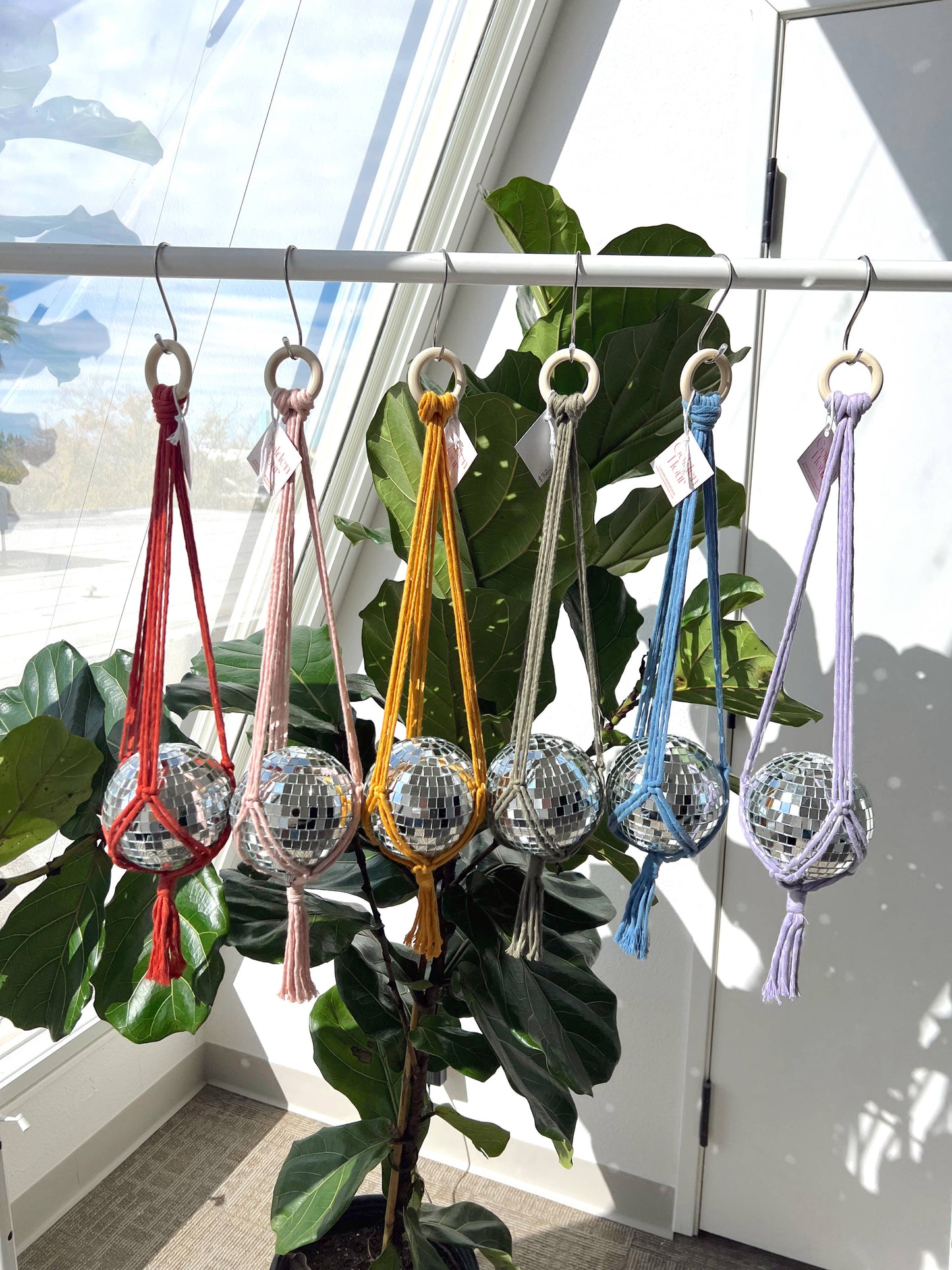 Disco Ball Hangers Small- Rainbow, Macrame, Home Decor, Cute