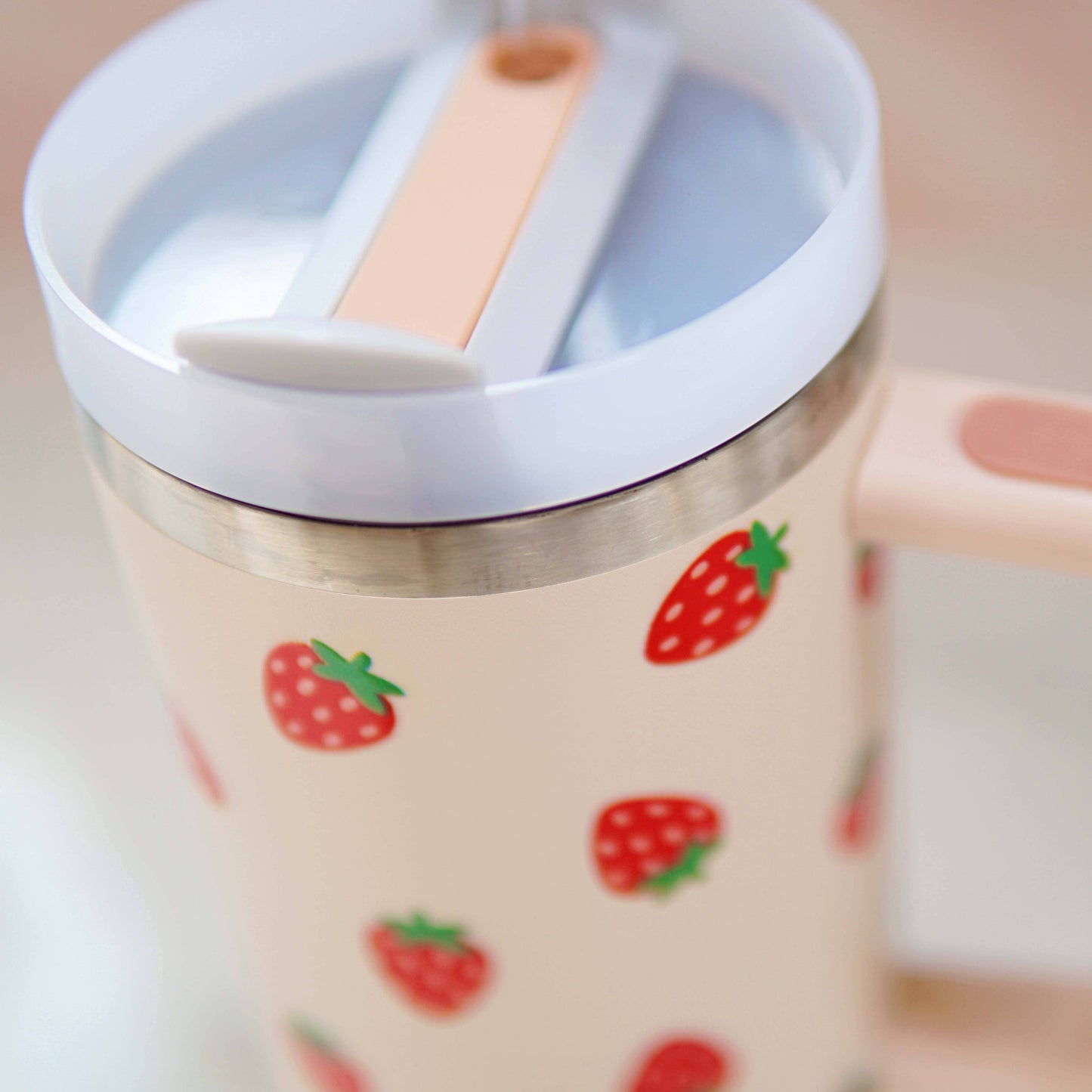 Strawberry Stainless Steel 40 oz Tumbler with Handle