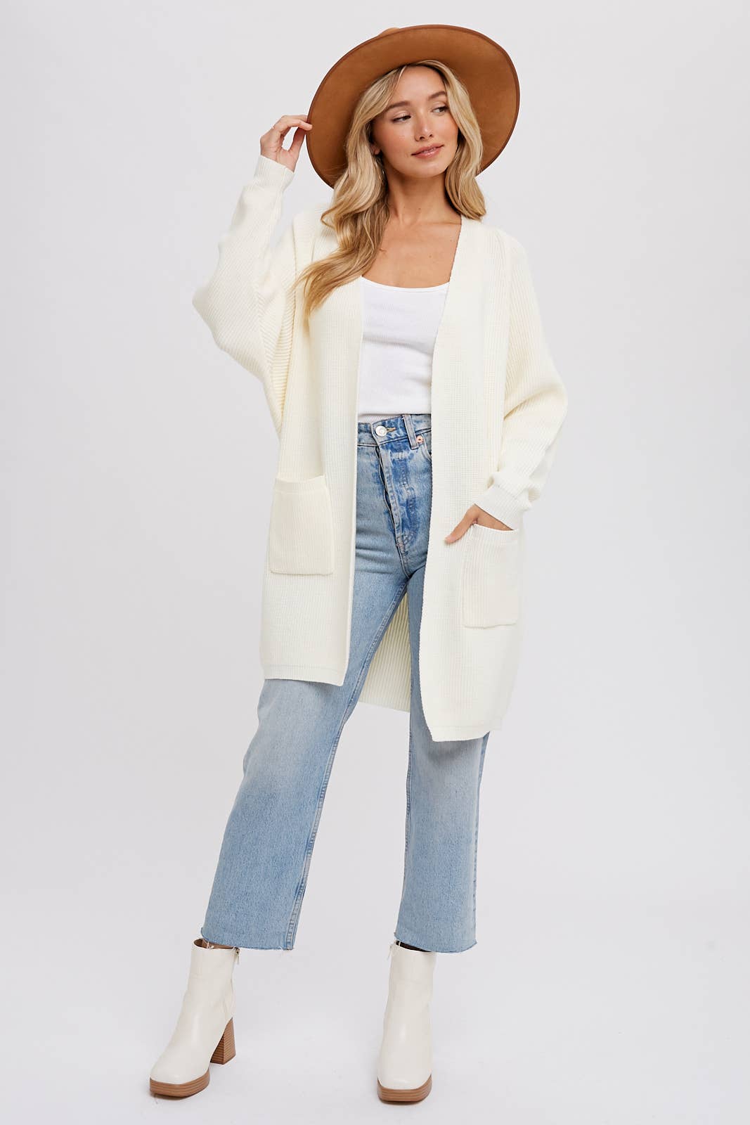 OPEN FRONT BATWING SLEEVE CARDIGAN