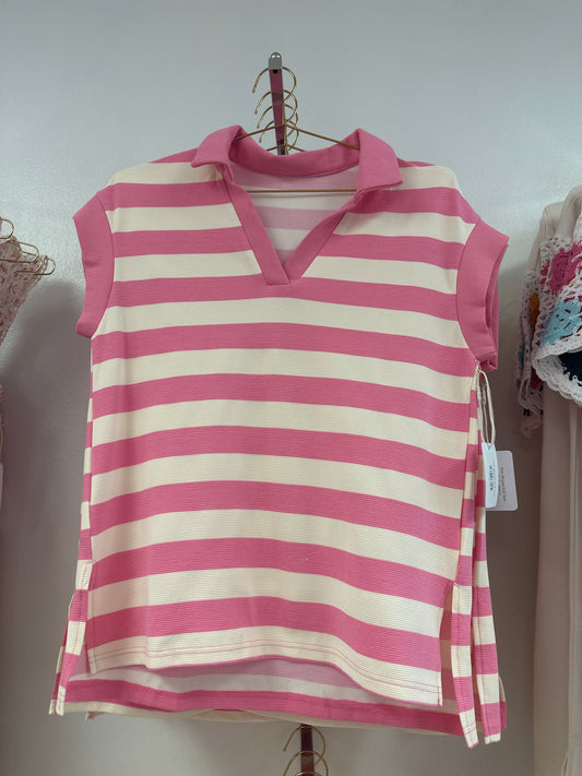 Pink Striped Golf Tank