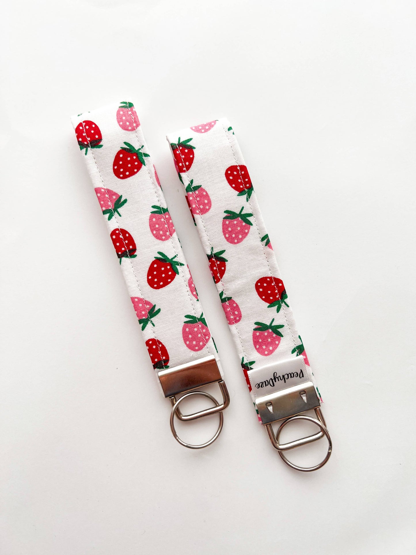 Pink & Red Strawberry Wristlet Keychain