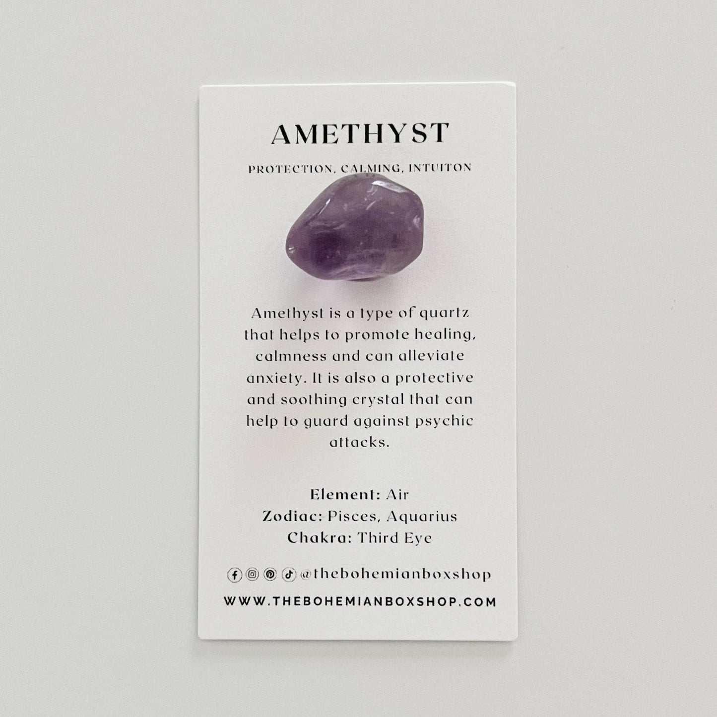 Pocket Amethyst Tumbled Crystal with Information Card