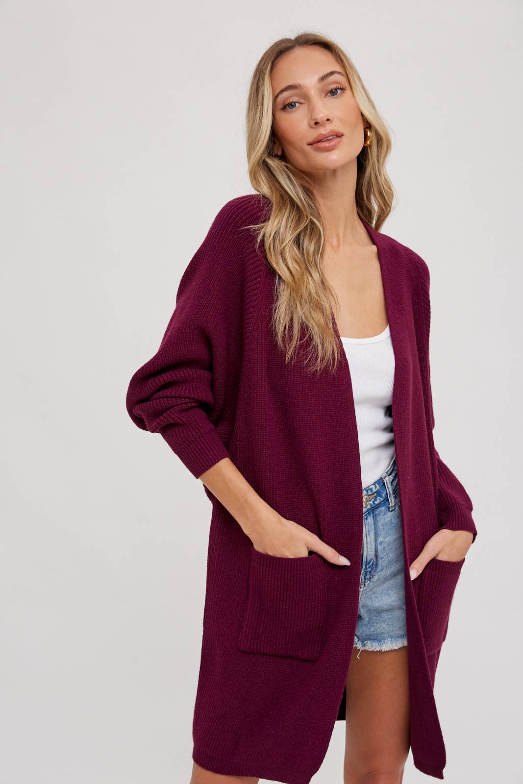 OPEN FRONT BATWING SLEEVE CARDIGAN