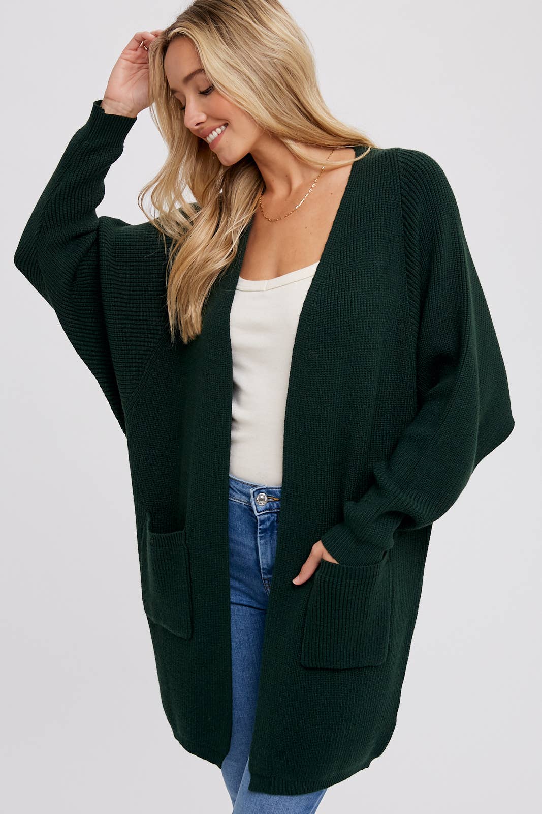 OPEN FRONT BATWING SLEEVE CARDIGAN