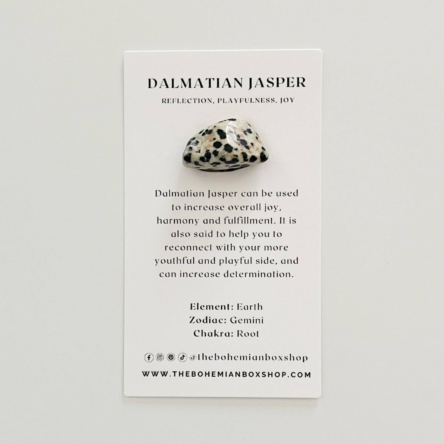 Pocket Dalmatian Jasper Tumbled Crystal w/ Information Card