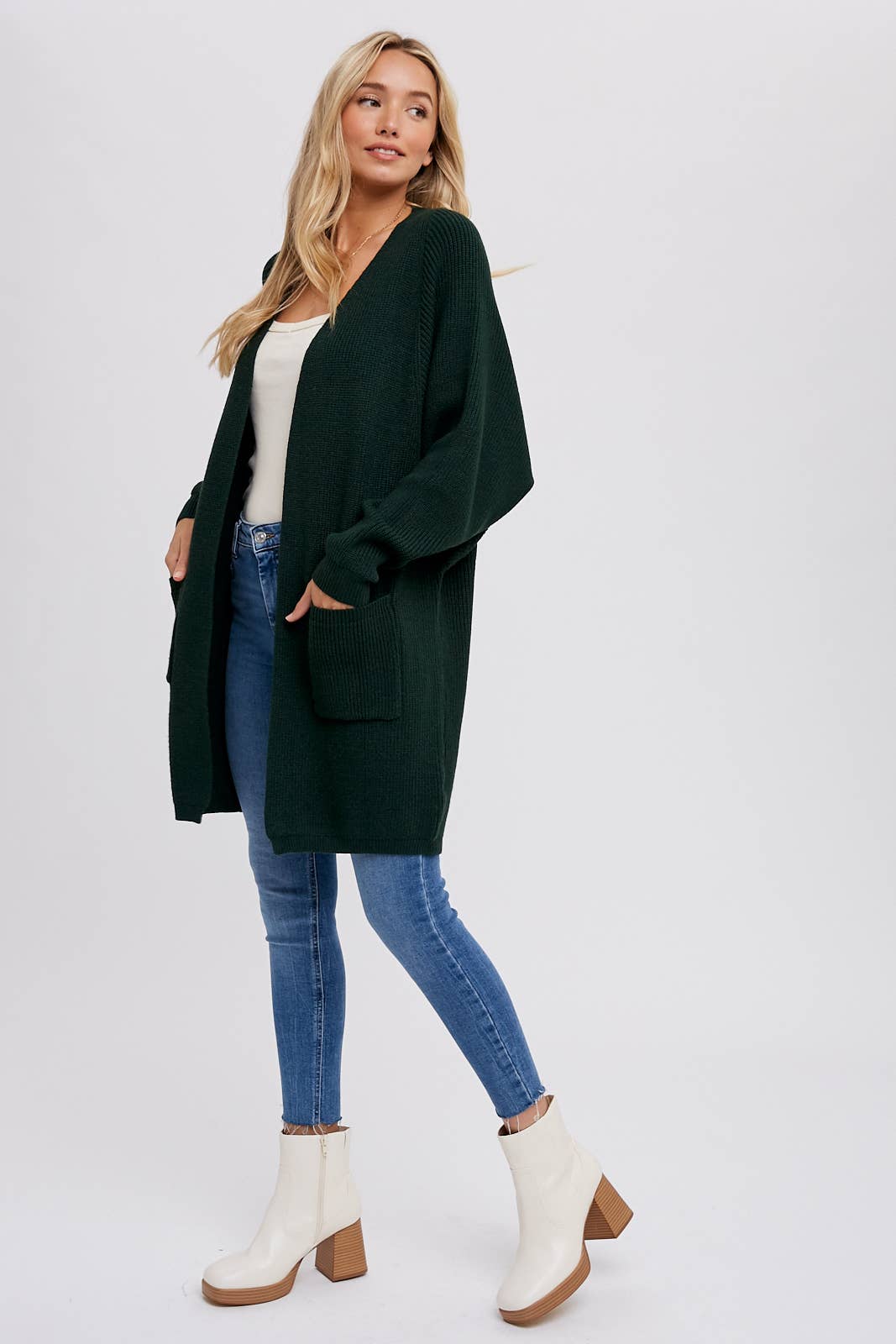 OPEN FRONT BATWING SLEEVE CARDIGAN