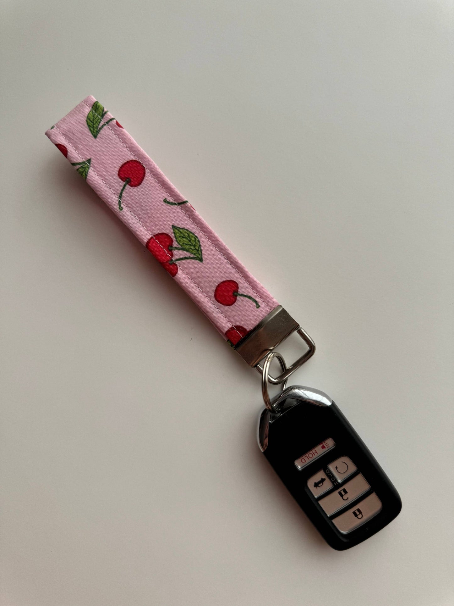 Pink Cherries Keychain Wristlet