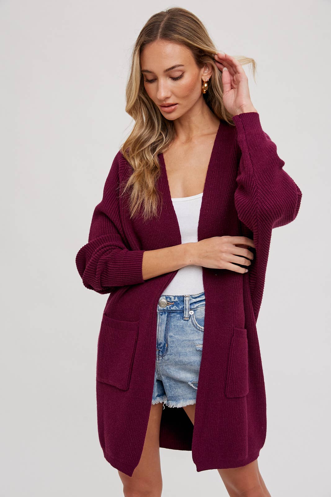 OPEN FRONT BATWING SLEEVE CARDIGAN